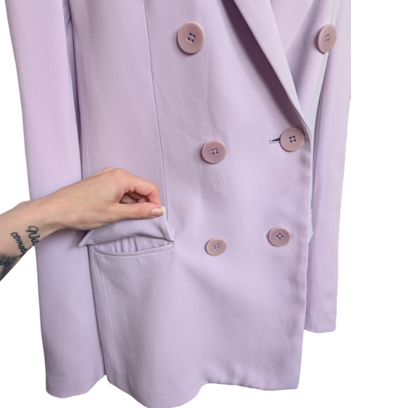 Tibi Steward Lavender Light Purple Oversized Double Breasted Crepe Blazer 4 - Picture 11 of 13